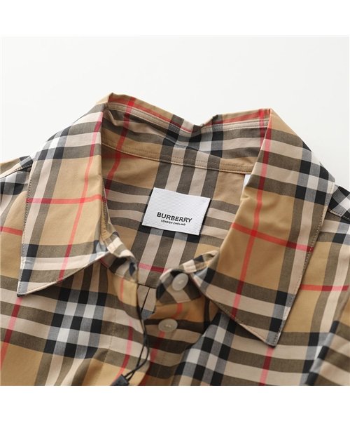 セール シャツワンピ ロング丈 長袖シャツ チュニック ワンピース バーバリーチェック Antique Yel Ip Chk レディース バーバリー Burberry D Fashion