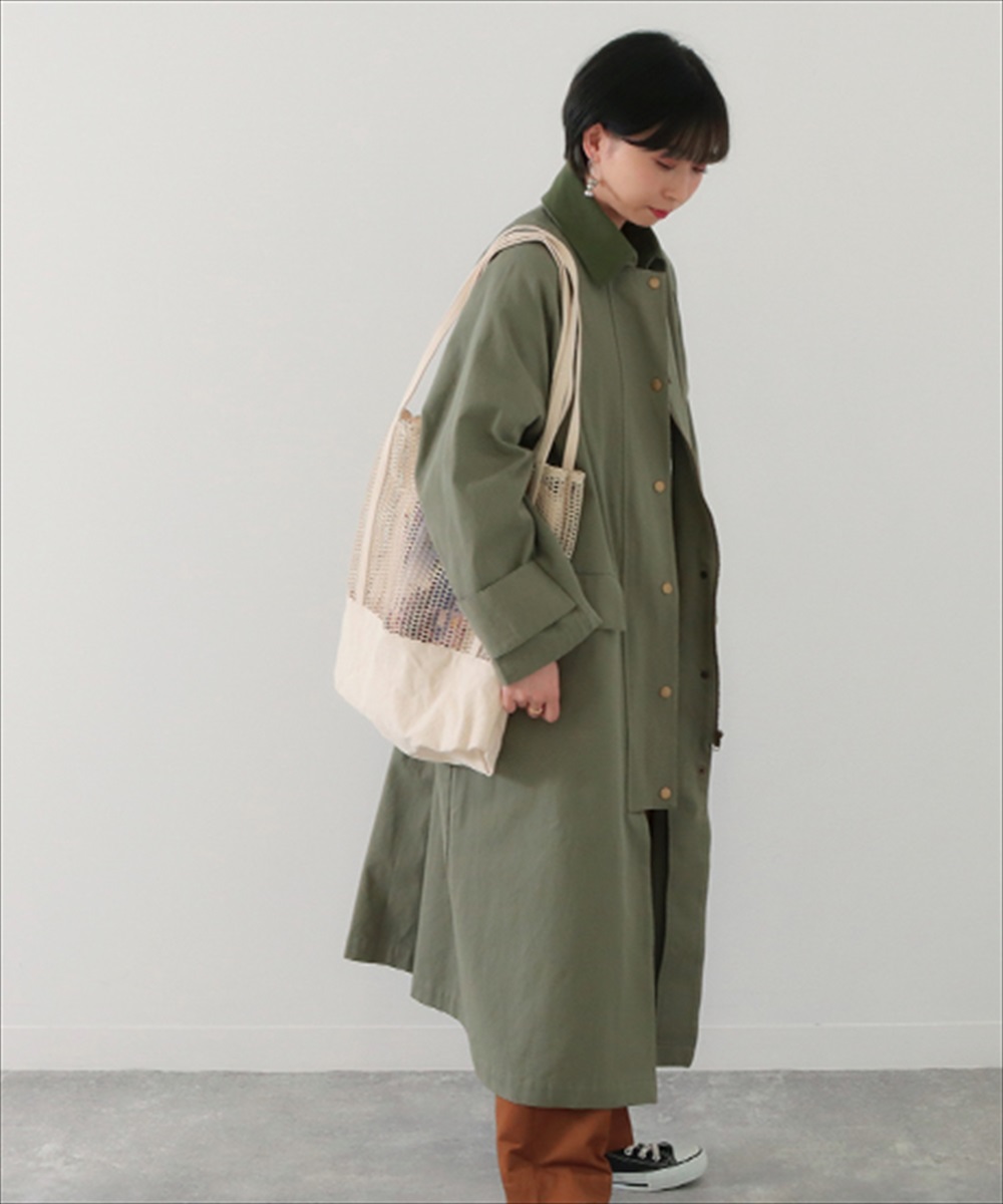 セール 45%OFF】衿配色バックベルトデザインロングコート