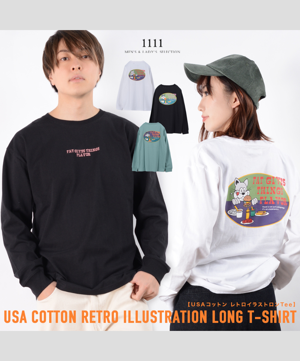 PEOPLESTYLE ウォシュッド 長袖Tシャツ レトロ 男女兼用 ルーズ ワンフォークロージング 1111clothing ◇USAコットン レトロ