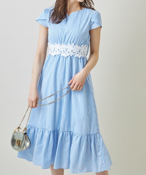 ウエストレース装飾ハートネックギンガムチェックワンピース トッコクローゼット Tocco Closet D Fashion