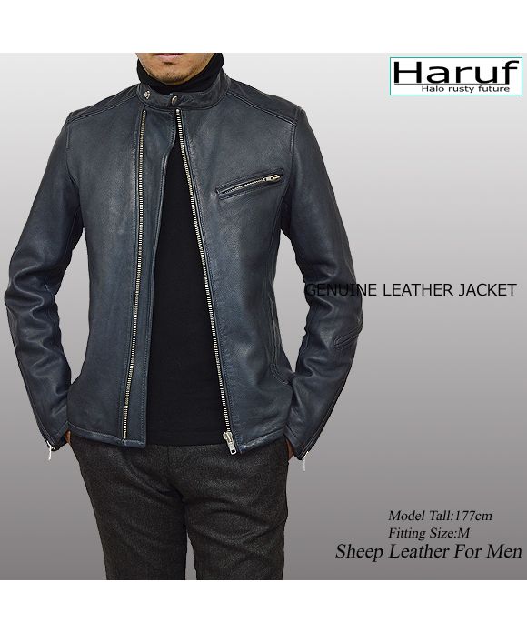 リアルレザー　本革　AEROジップ　中綿入り　シングル　ライダースジャケット ハルフ Haruf シングルライダースジャケット レザージャケット