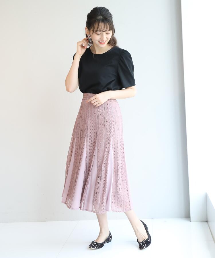 セール 50%OFF】フラワーコードレース切り替えスカート