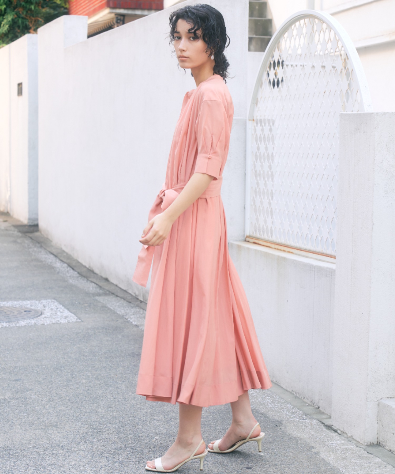 ANAYI ペイズリースタンドカラーワンピース 38 アナイ ロングワンピース ペイズリーリボン スタンドカラー 38 M相当