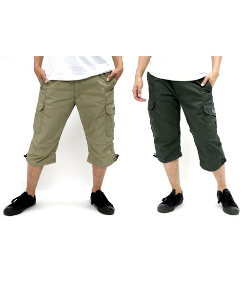 パンツ仲間 クーポン】【HANES】ヘインズ 7分丈 カーゴパンツ クロップド