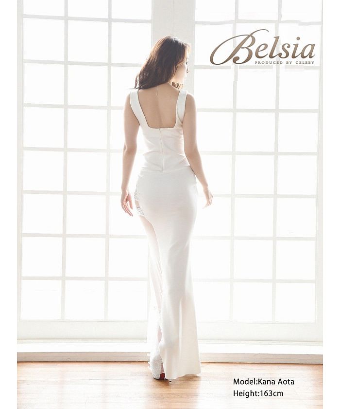 キャバドレス パーティードレス ロングドレス ホワイト 白 リューユ Rew－You Belsia ロングドレス キャバドレス キャバ
