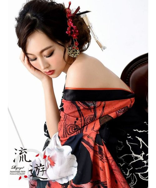 セール10 Off 流遊 黒地 和風 キャバドレス 花魁 着物ドレス リューユ Rew You D Fashion
