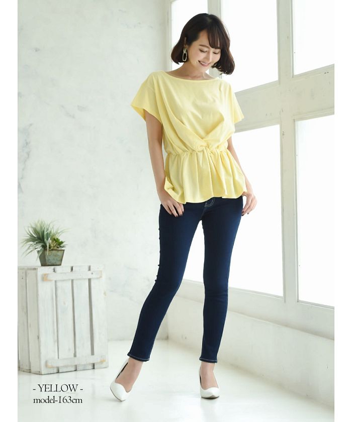 tシャツ ジップアップペプラムトップス｜細見え/ウォッシャブル/Tシャツ/半袖/夏服 レディース UNITED TOKYO tシャツ ジップアップペプラムトップス｜細見え
