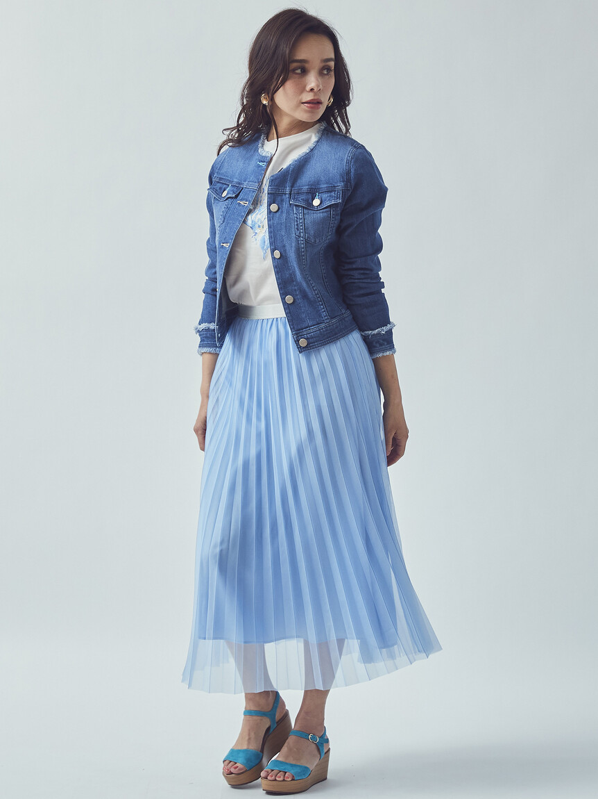 セール 50%OFF】ビアッジョブルー Viaggio Blu ノーカラーデニム