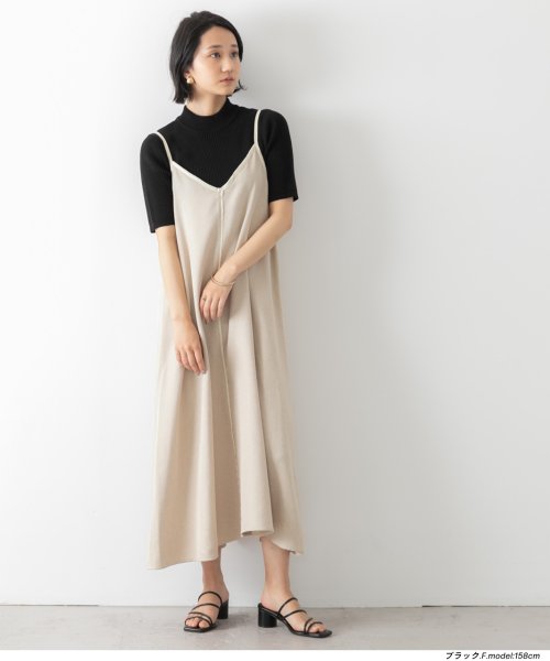 セール55 Off サテンパイピングマキシ丈キャミワンピース 春 春服 アドティエ Ad Thie D Fashion