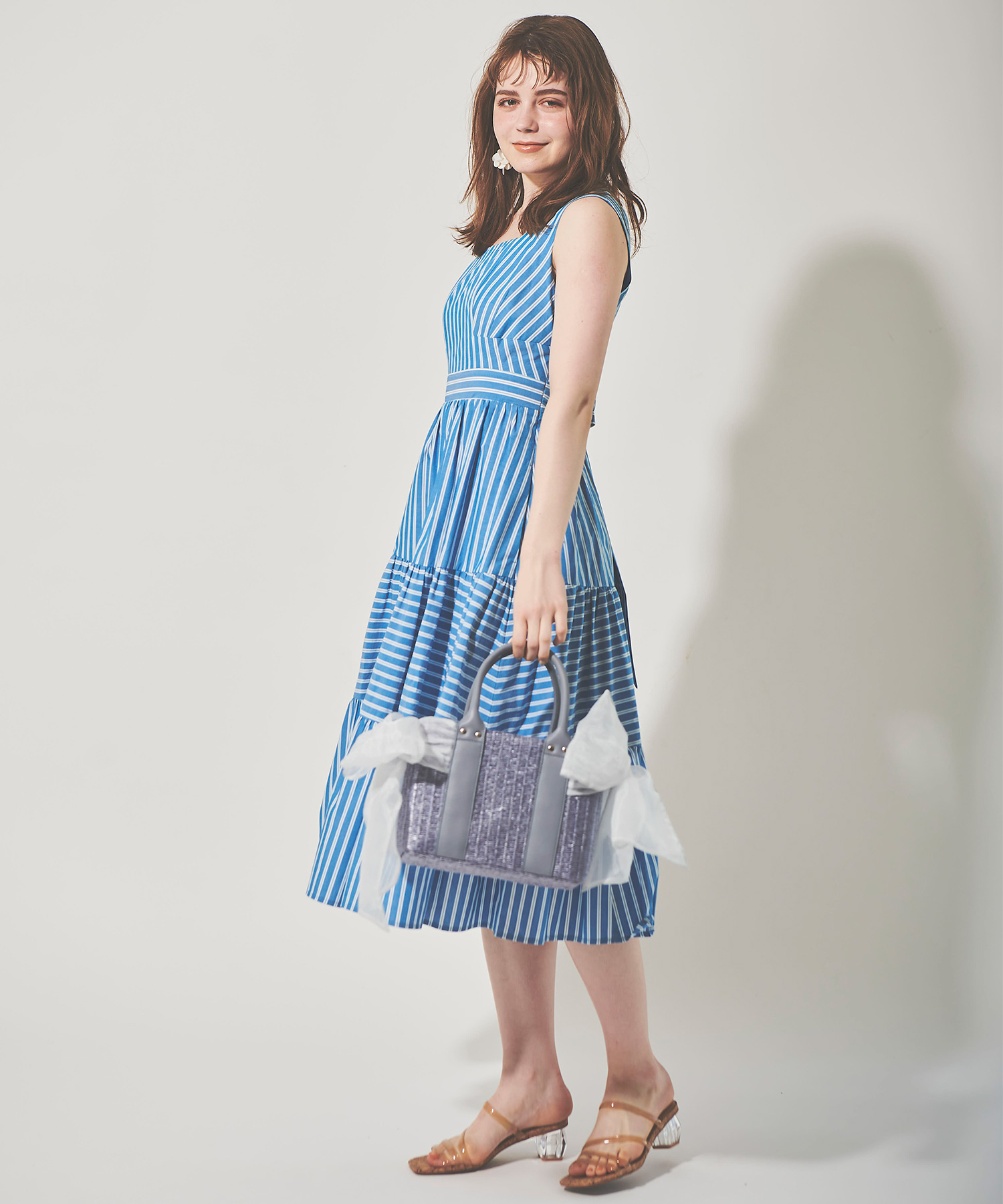 セール】【美人百花6月号掲載】バックリボン切替ワンピース (503960043 セール】【美人百花6月号掲載】バックリボン切替ワンピース (503960043