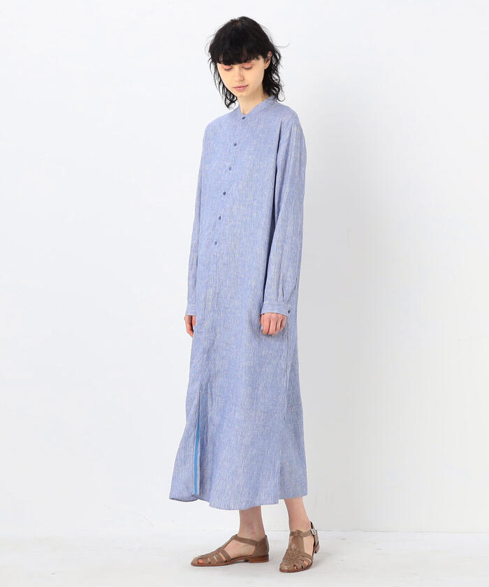 激安通販新作 セール 30%OFF】リネン バンドカラーシャツワンピース(503970528 ワンピース