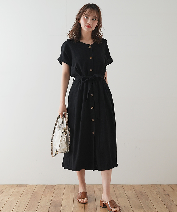【極美品】ランバンオンブルー　ロングワンピース　ブラウン　ギャザー　リボン809 極美品】ランバンオンブルー ロングワンピース ブラウン