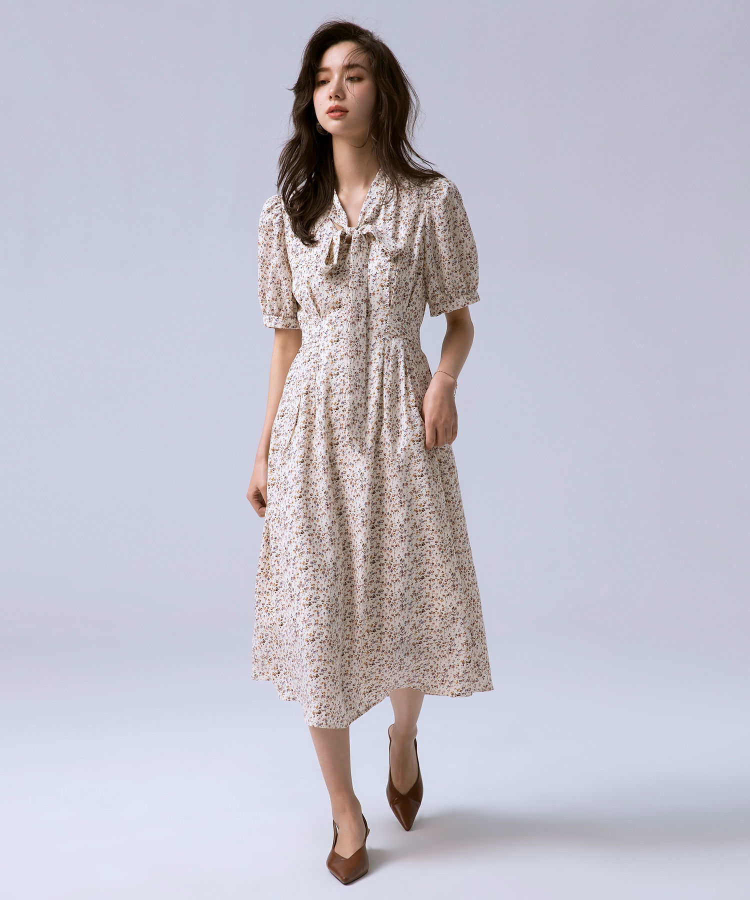 【かわいい】DIOR ワンピース 小花柄リボンタイレトロワンピース(503974373) | セゾン ド