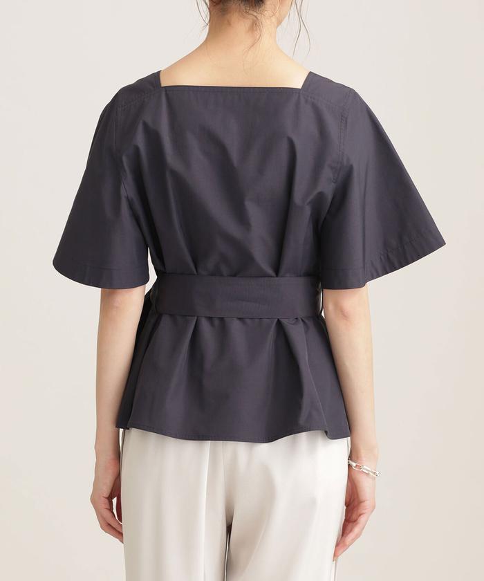 【極美品】ナノユニバース　ペプラムトップス　半袖　ブラック セール 40%OFF】スクエアネックペプラムトップス 半袖(503799508