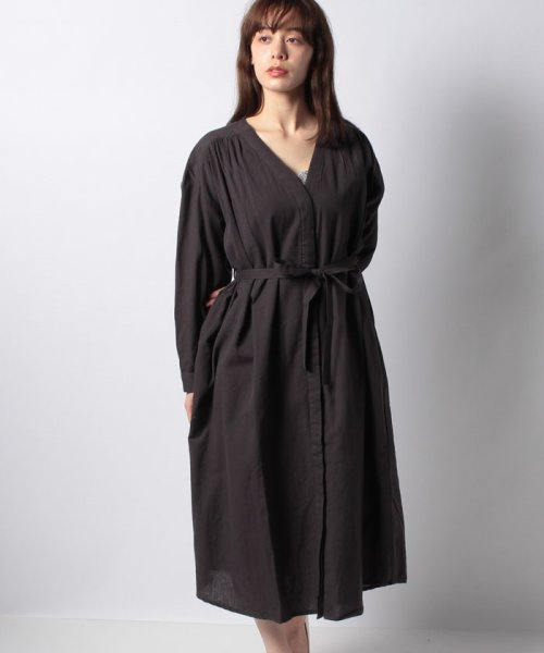セール 綿麻ギャザー長袖ワンピース ジャイロ Jayro D Fashion