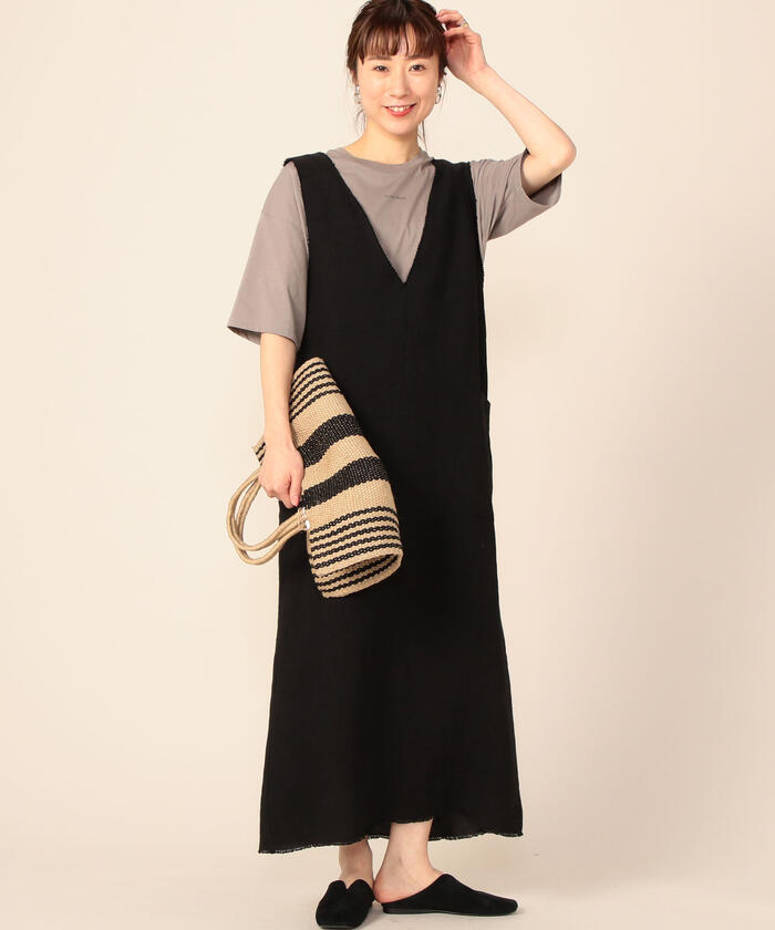 大人女性の セール 50%OFF】サフィランリネンジャンパースカート(503943248 ワンピース