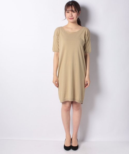 ボートネック半袖ニットワンピース ベネトン レディース Benetton Women D Fashion ボートネック半袖ニットワンピース ベネトン レディース Benetton Women D Fashion
