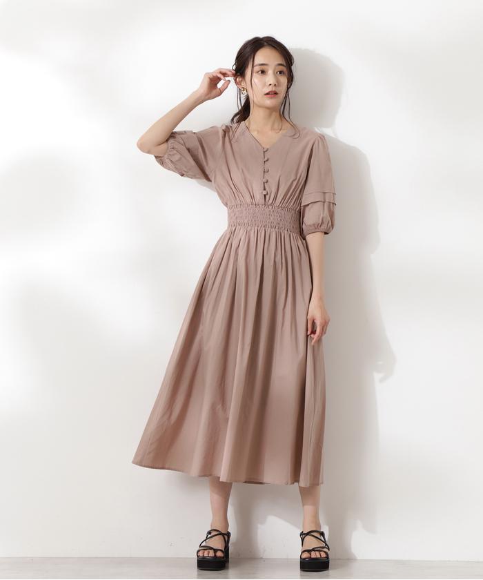 セール 20%OFF】コットンローンタックパフスリーブワンピース《S