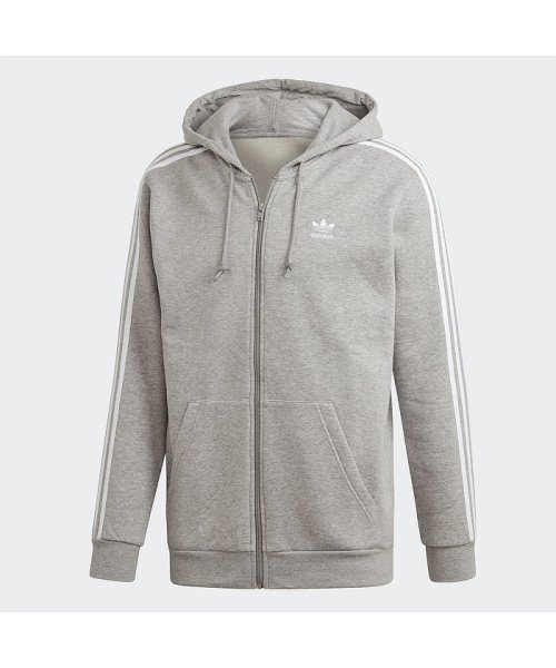 adidas originals 3 stripes full zip hoodie grey