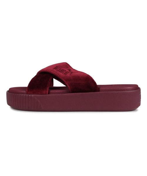 プーマ Puma プラットフォーム スライド ベルベット サンダル スライドサンダル レディース Platform Slide Velvet バーガンディー 3 プーマ Puma D Fashion