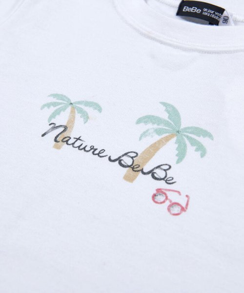 セール 60 Off 手書き イラスト 風 ヤシの木 サングラス チェック ドッキング Tシャツ 80 ベベ Bebe D Fashion