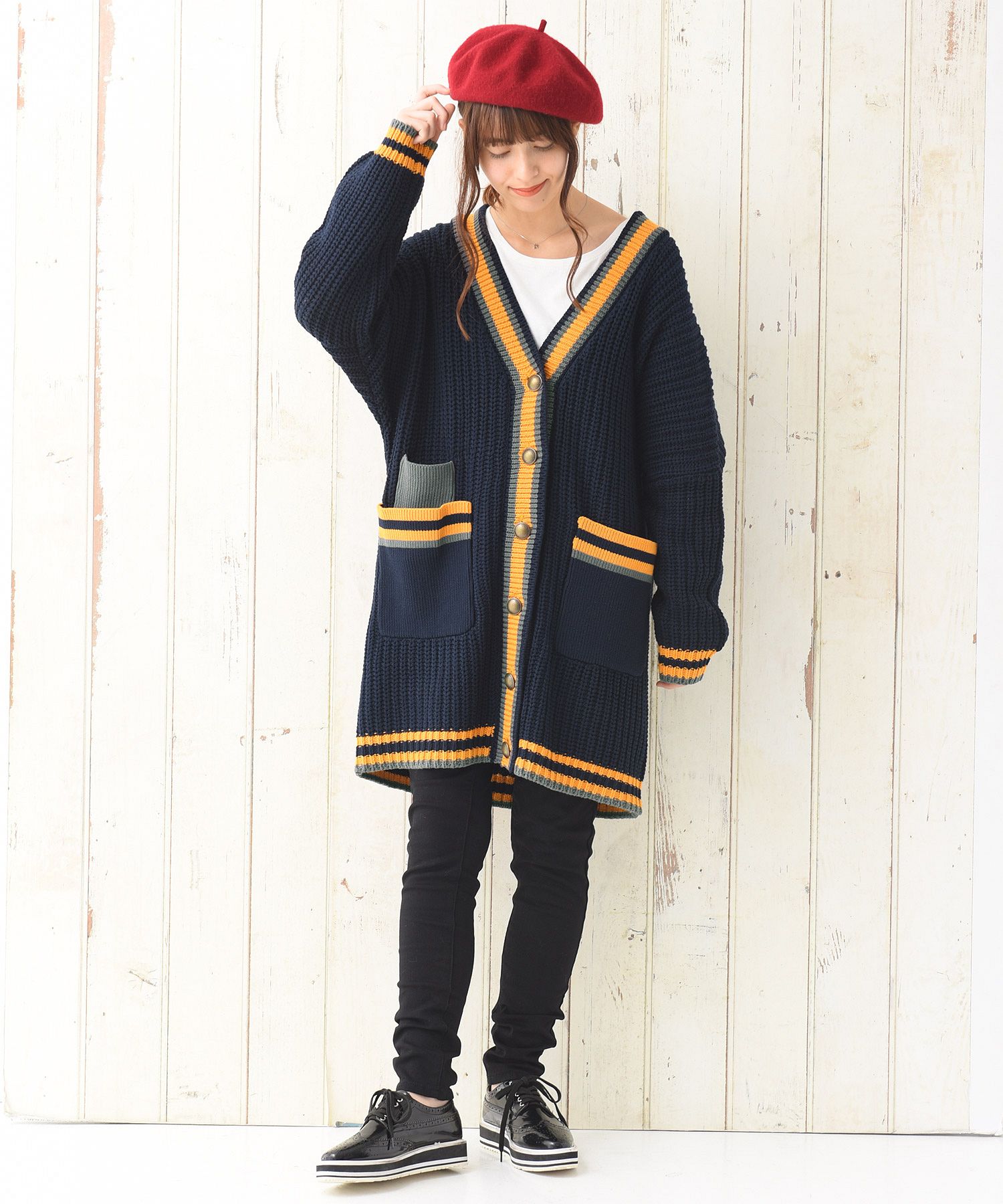 最高のカラー配色 雰囲気抜群 60´s Whiting レタードカーディガン-