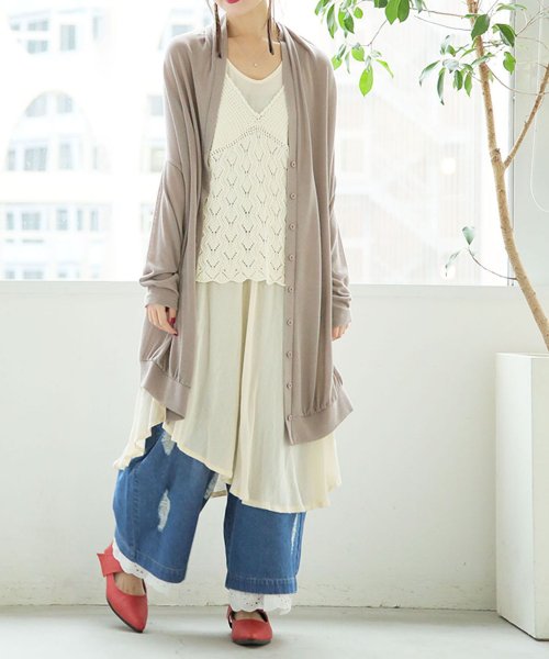 裾レース付きデニムガウチョパンツ オシャレウォーカー Osharewalker D Fashion 裾レース付きデニムガウチョパンツ オシャレウォーカー Osharewalker D Fashion