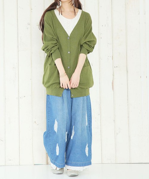 裾レース付きデニムガウチョパンツ オシャレウォーカー Osharewalker D Fashion 裾レース付きデニムガウチョパンツ オシャレウォーカー Osharewalker D Fashion