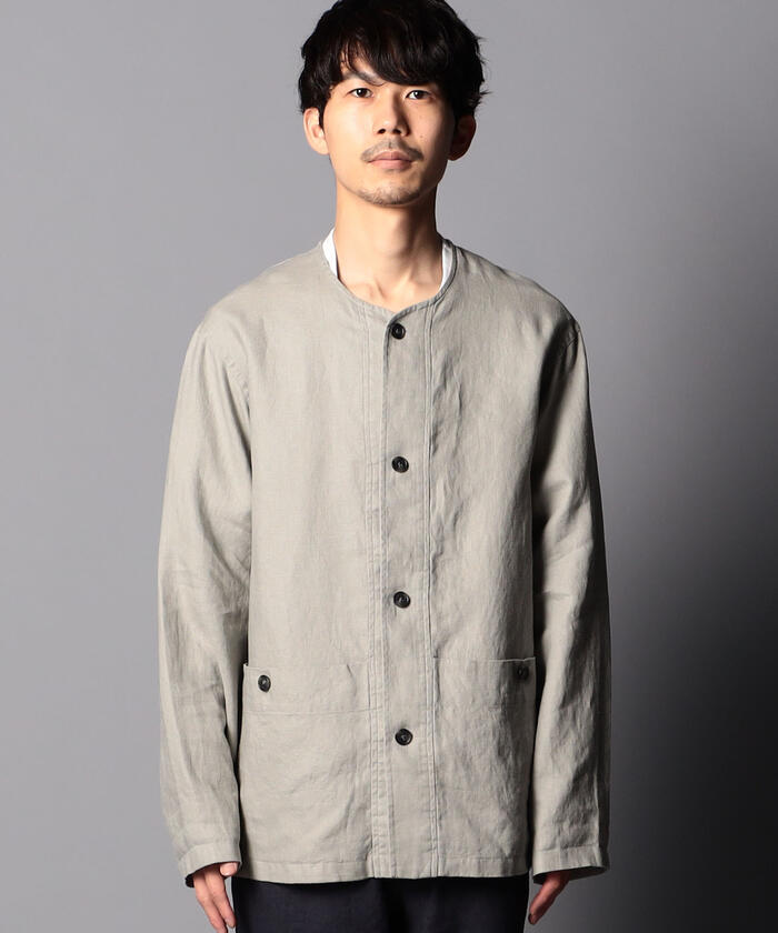 クーポン】【セール 30%OFF】リネンノーカラーブルゾン