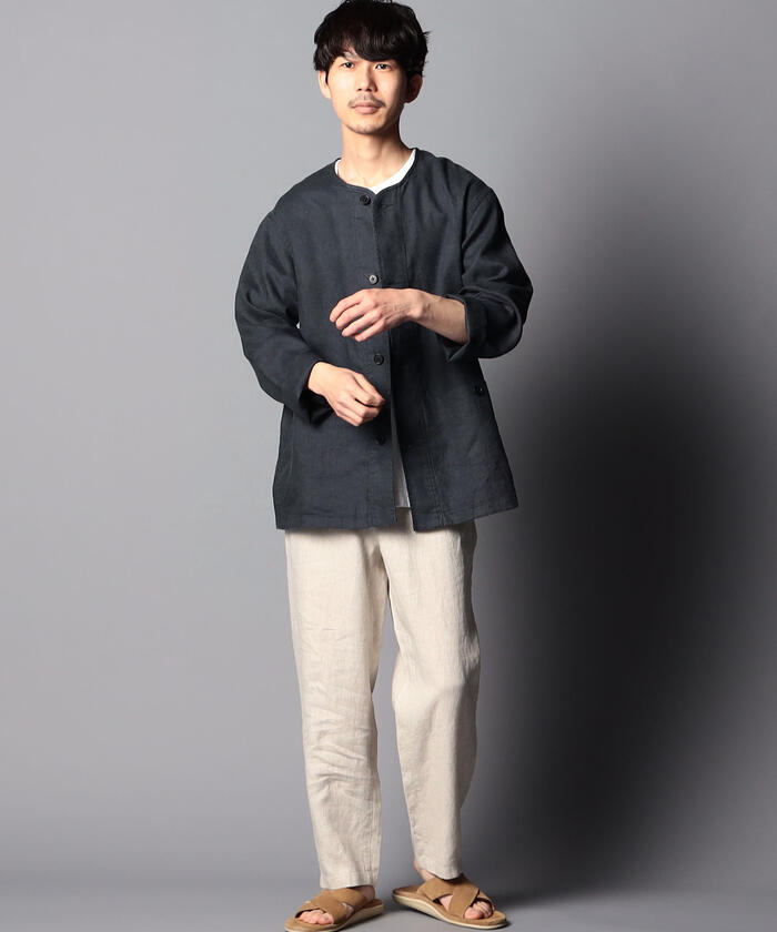 セール 30%OFF】リネンノーカラーブルゾン ジャケット(503980918