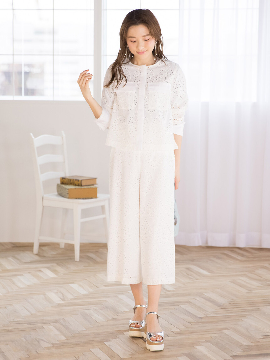 セール】クイーンズコート QUEENS COURT 刺繍レースブルゾン