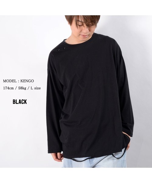 セール ダメージ ロング丈 長袖tシャツ ロンt メンズ 長袖tシャツ 長袖 Tシャツ 重ね着 インナー レイヤード Tシャツ 長袖 ダメージ加工 丈長 Tシャツ ワンフォークロージング 1111clothing D Fashion
