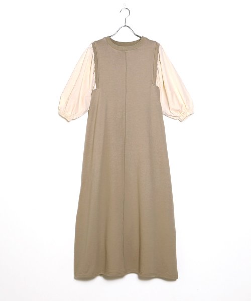 セール 袖異素材スウェットワンピース バブ Bab D Fashion セール 袖異素材スウェットワンピース バブ Bab D Fashion
