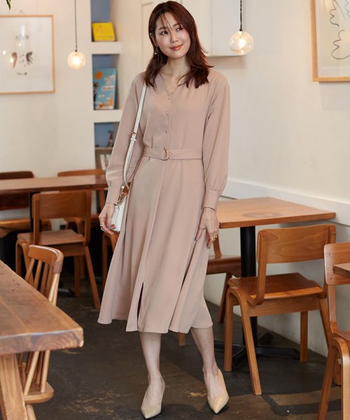 セール 30 Off Web限定 Vネックフレアとろみワンピース 長袖 ナノ ユニバース Nano Universe D Fashion