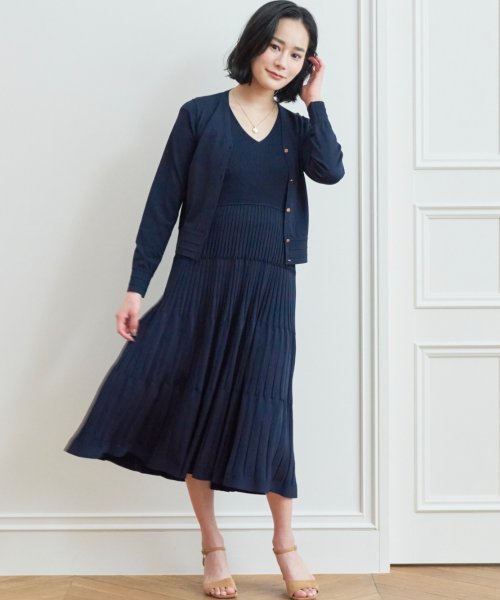 レーヨンナイロンティアードニットワンピース