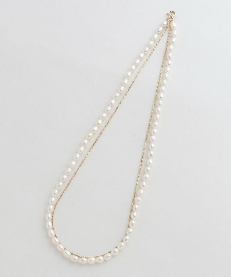 K10パール×メッシュチェーン 2連ネックレス(504014491