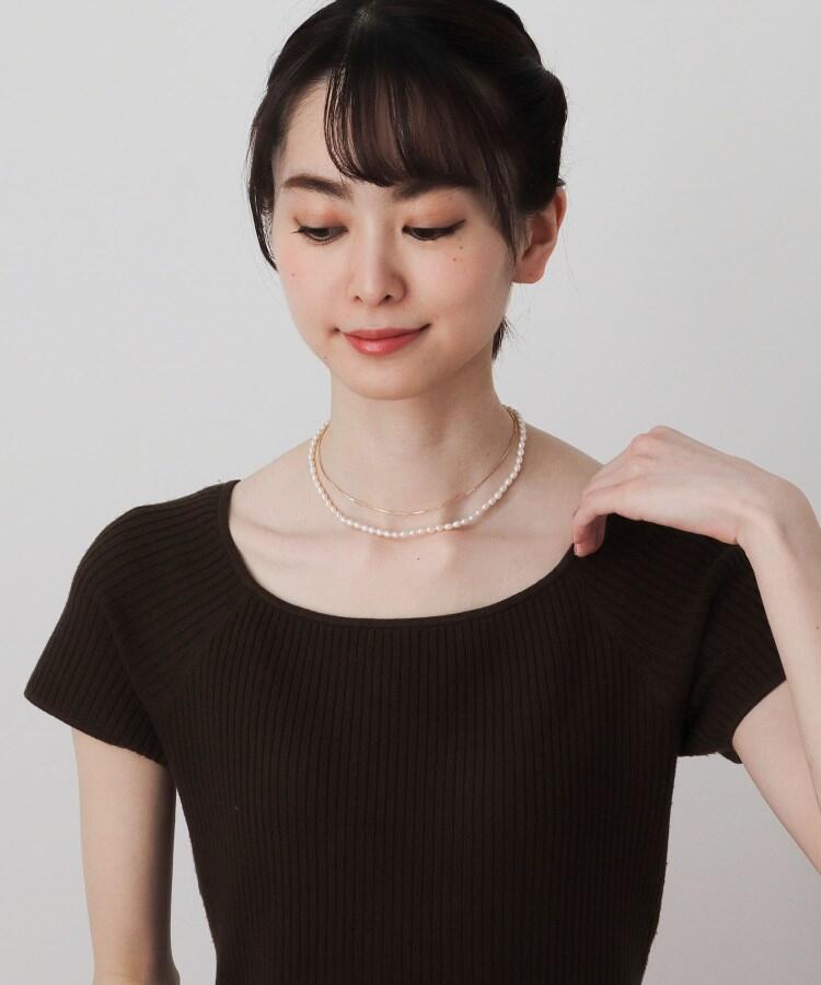 K10パール×メッシュチェーン 2連ネックレス(504014491
