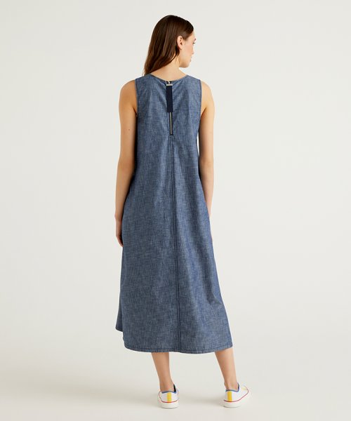 セール ノースリーブミディアム丈デニムワンピース ベネトン レディース Benetton Women D Fashion