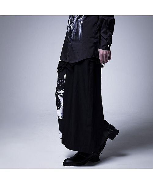 Civarize スモークフェザープリントワイドパンツ V系 ヴィジュアル系 ビジュアル系 モード系 メンズ ファッション スカート ハカマパンツ タイパンツ シヴァーライズ Civarize D Fashion