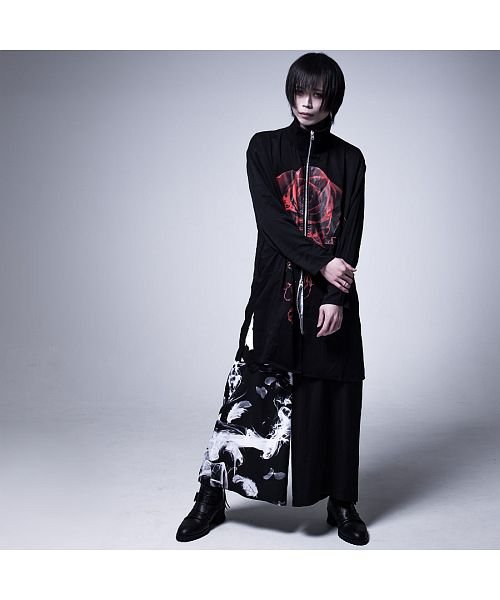 Civarize スモークフェザープリントワイドパンツ V系 ヴィジュアル系 ビジュアル系 モード系 メンズ ファッション スカート ハカマパンツ タイパンツ シヴァーライズ Civarize D Fashion