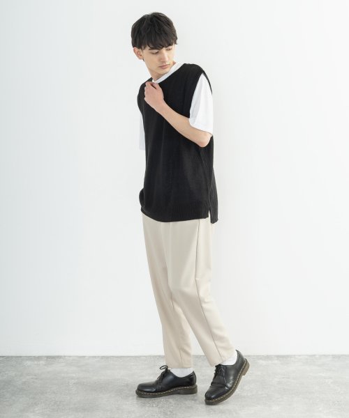 アンサンブル ビッグtシャツ ニットベスト メンズ 半袖 カットソー インナー カジュアル きれいめ シンプル ビッグシルエット オーバーサイズ 無地 春夏 重 ロッキーモンロー Rocky Monroe D Fashion