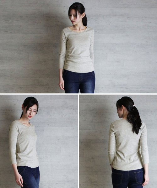 セール Off Vネック8分袖コットンフライスtシャツ 半端袖 カットソー ロンt ブイネック Vネック Tシャツ 春コーデ レディース カジュアル 綿 ビッグサイズ 体型カバ アットワン Atone D Fashion