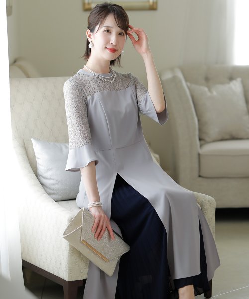 異素材切替ハイネックワンピース ロングスカート 結婚式ワンピース 同窓会 成人式 セレモニー大きいサイズ対応フォーマルパーティードレス プールヴー Pourvous D Fashion 異素材切替ハイネックワンピース ロングスカート 結婚式ワンピース 同窓会 成人式 セレモニー大きいサイズ対応フォーマルパーティードレス プールヴー Pourvous D Fashion