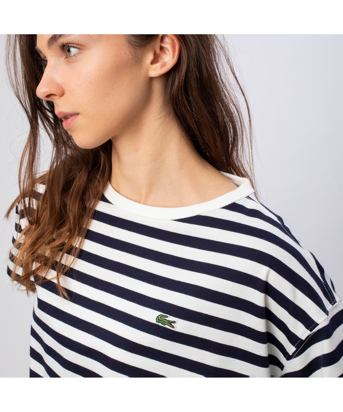 61166　ラコステ　半袖カットソー　青　サイズM オーバーサイズ ハイゲージパイル地 半袖Tシャツ | LACOSTE