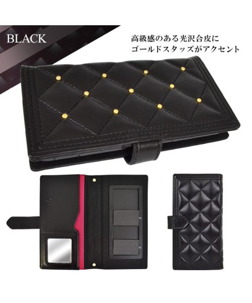 スマホケース 多機種対応 両利きマルチ手帳 セシルマクビー Cecilmcbee キルティング Black エムファクトリー Mーfactory D Fashion