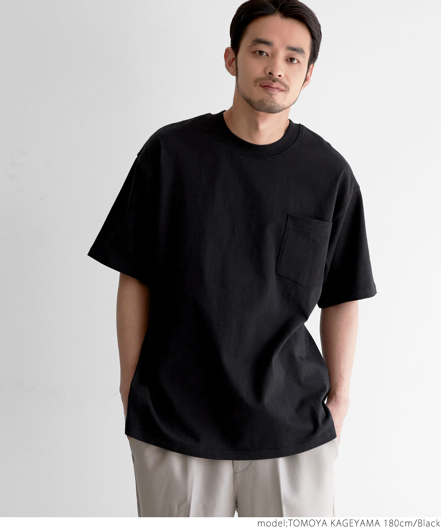 透けない】胸ポケット付きサイドスリットTシャツ(504052580 透けない】胸ポケット付きサイドスリットTシャツ(504052580