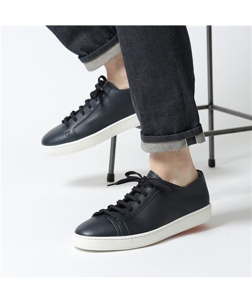 セール Santoni サントーニ Mbcnba6cmiau55 レザー ローカットスニーカー レースアップ 靴 ネイビー メンズ サントーニ Santoni D Fashion