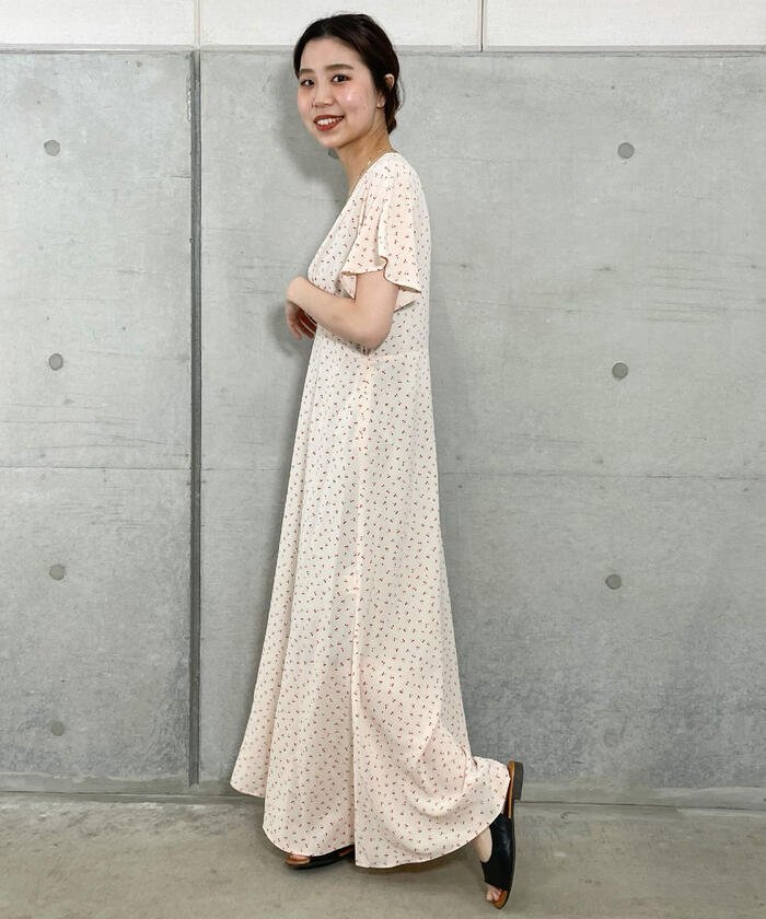クーポン】【セール 30%OFF】チェリー柄ロングワンピース