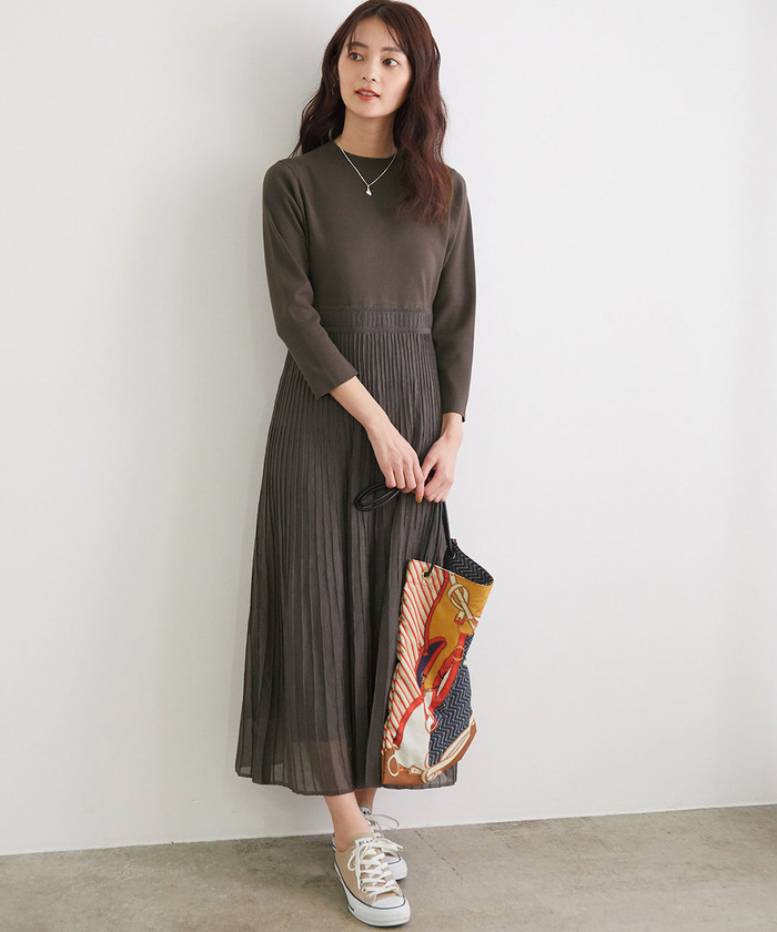 セール 41%OFF】異素材使いニットワンピース(503834058) | ロペ
