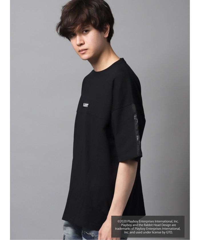 プレイボーイ/PLAYBOY別注 袖ラインBOXロゴ BIG半袖Tシャツ